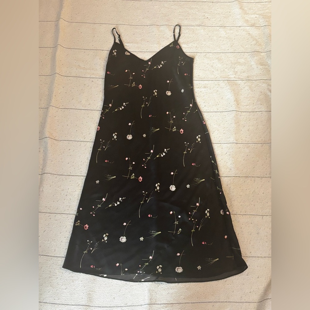Wilfred Floral Slip Dress Black Midi Size M